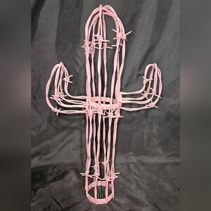 Pink Woven Metal Cactus Table Decor